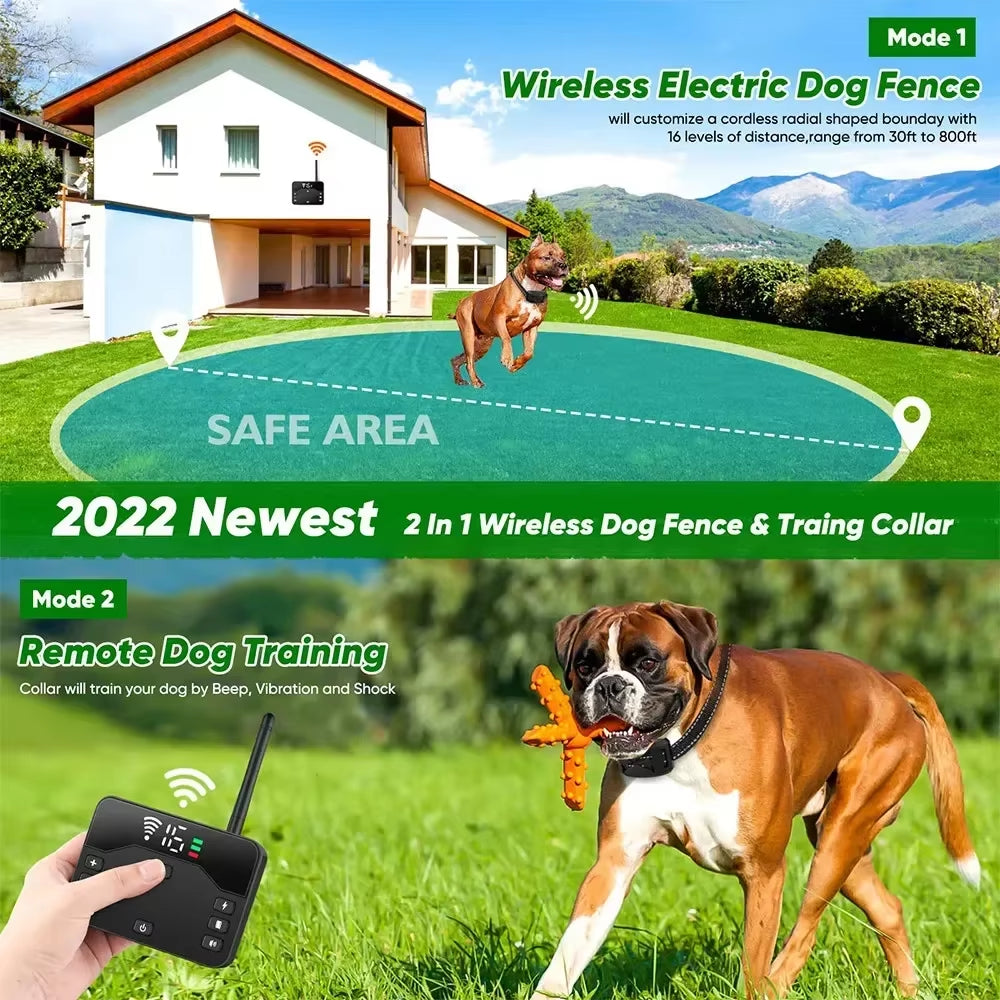 Transform Your Dog's Behavior with Our Advanced Anti-Bark Training Collar - Wireless Electric Fence with Custom Vibration & Shock Options