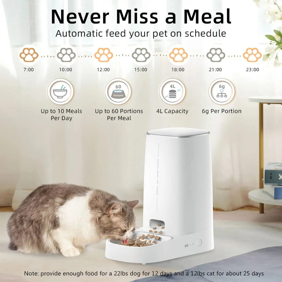 Smart Automatic Cat Feeder with WiFi Control - Remote Feeding Solution for Cats and Dogs