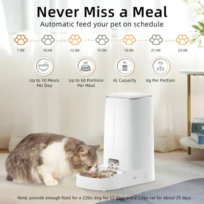 Smart Automatic Cat Feeder with WiFi Control - Remote Feeding Solution for Cats and Dogs