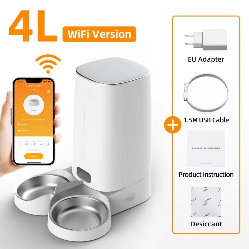 Smart Automatic Cat Feeder with WiFi Control - Remote Feeding Solution for Cats and Dogs