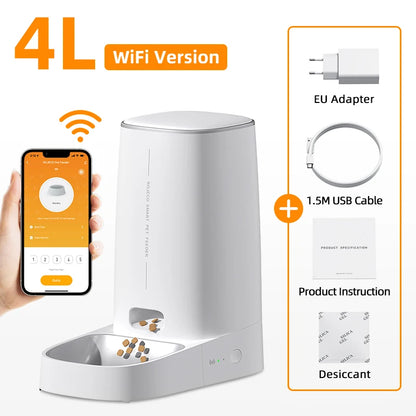 Smart Automatic Cat Feeder with WiFi Control - Remote Feeding Solution for Cats and Dogs