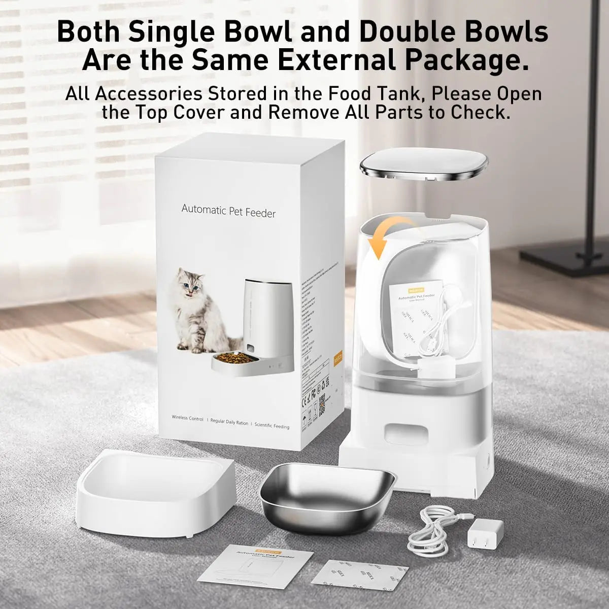 Smart Automatic Cat Feeder with WiFi Control - Remote Feeding Solution for Cats and Dogs