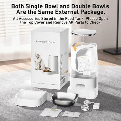 Smart Automatic Cat Feeder with WiFi Control - Remote Feeding Solution for Cats and Dogs